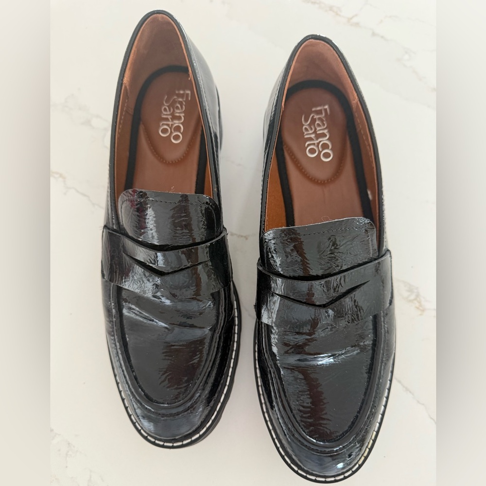 Franco Sarto Patent Lug Sole Loafer Size 8.5 W!